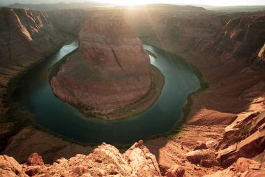Grand Canyon 'daki Horseshoe Band. Arizona Horseshoe Bend Colorado Nehri Grand Canyon 'da.