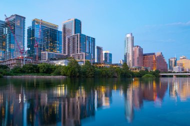 Austin Texas şehir merkezi silueti. ABD şehri.