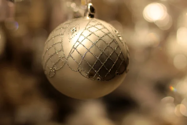 Silver Christmas ball — Stockfoto