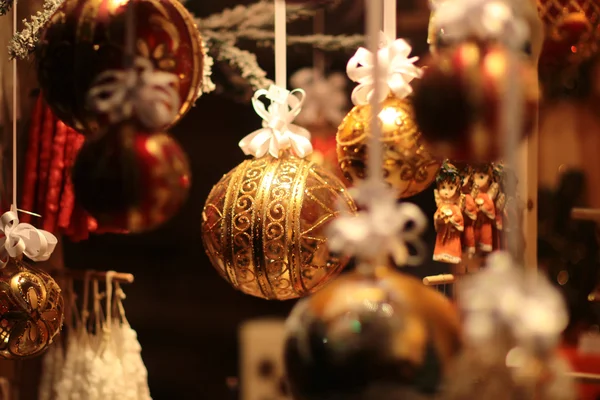 Christmas tree decoration on golden — Stock Photo, Image