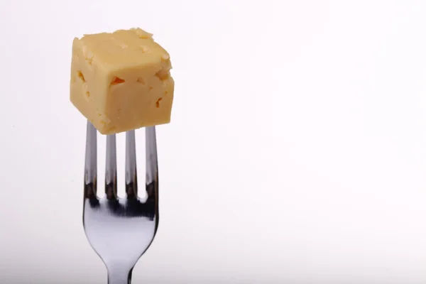 Bit ost på gaffeln — Stockfoto