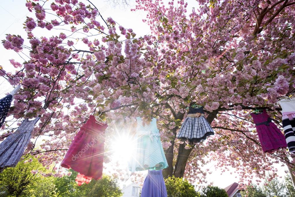 Kid's dresses on the tree