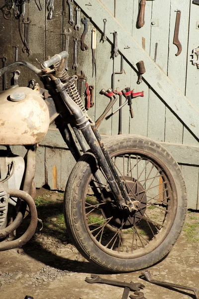 Motorcycle in garage workshop — Stock Photo, Image