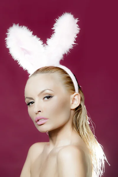 Sensual blonde with bunny ears Stock Picture