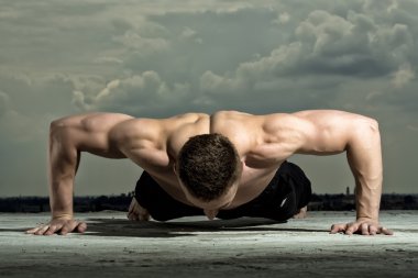 Handsome man  bodybuilder training