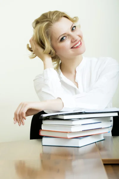 Smiling student girl with books — Stock Photo, Image