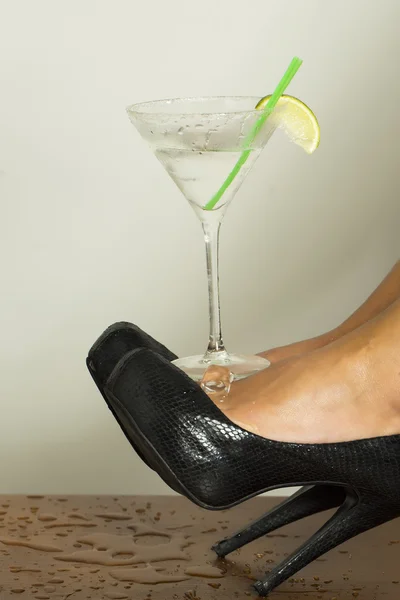 Sexual feet and cocktail — Stock Photo, Image