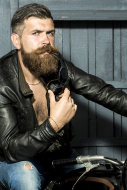 Attractive male biker
