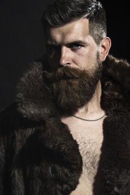 Sexual man in fur coat
