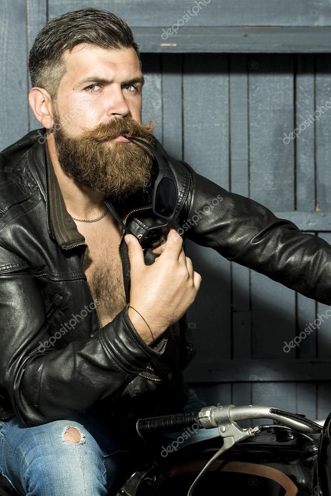 Attractive male biker — Stock Photo © 79408940