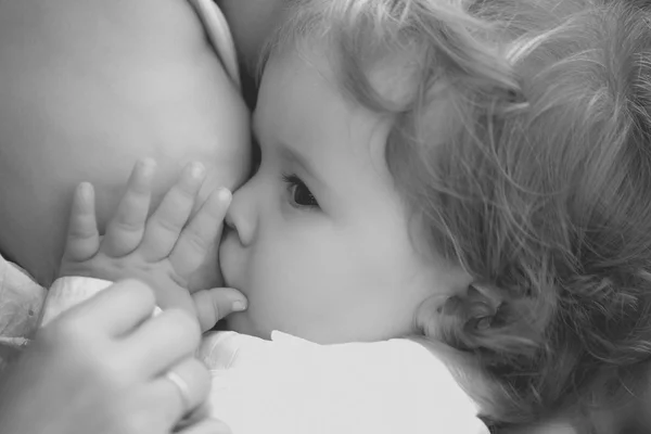 Baby boy eating mother's milk — Stock Photo, Image