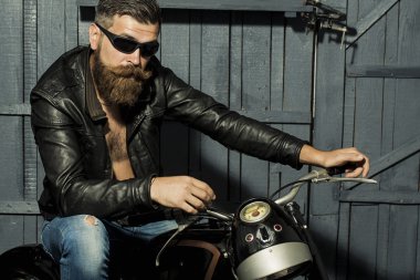 Unshaven male biker