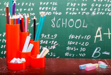 Colorful stationary and blackboard