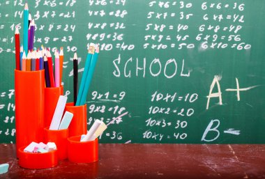 Colorful stationary and blackboard