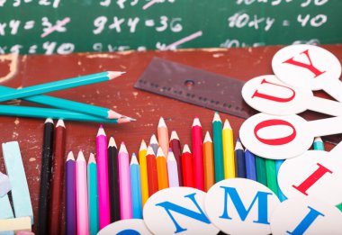Colorful stationary on desk