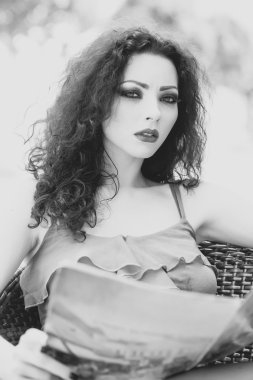 Sexy woman with menu