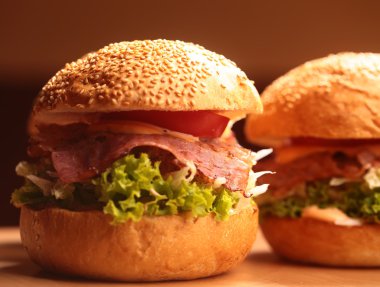 Big burgers with bacon