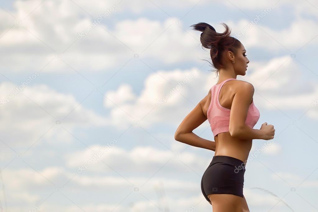 Slim woman running