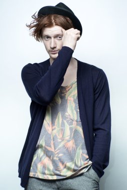 Red haired fashionable man