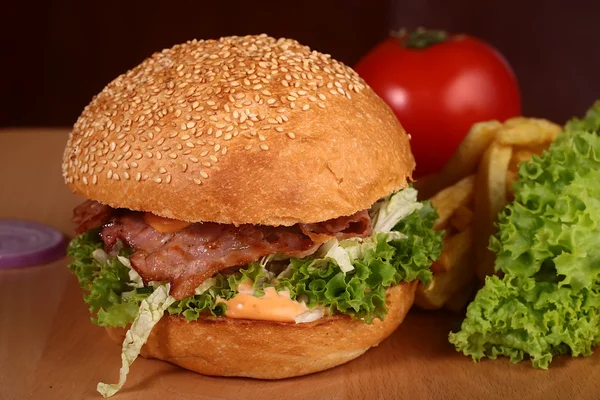 Un grand hamburger savoureux — Photo