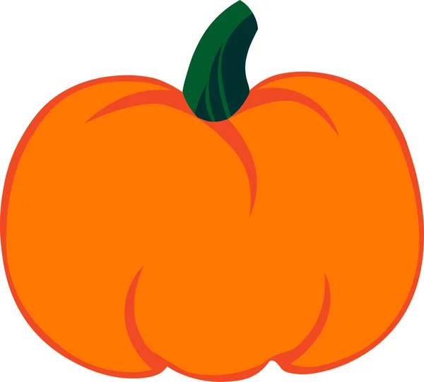 Vector colorful illustration of one drawn bright orange and green colors pumpkin — Stok Vektör