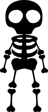 Vektör siluet tam uzunlukta çizim bir çizilmiş siyah renk ayakta insan iskeleti