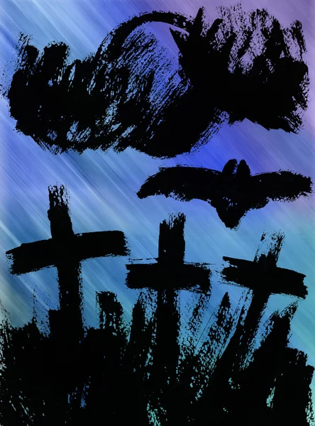 Graveyard with crosses — Stock Photo, Image