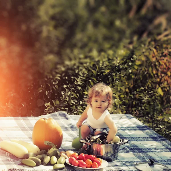 Gelukkig kind op picnic — Stockfoto