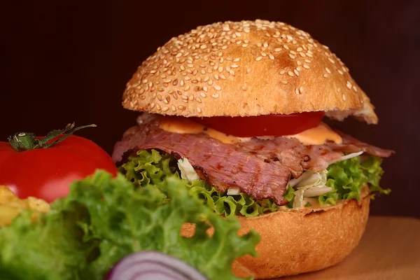 Un hamburger grande e gustoso — Foto Stock