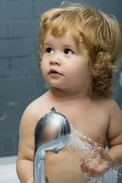 Baby boy in shower — Stock Photo, Image