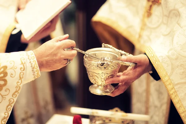 Priests with bowl — Stok fotoğraf