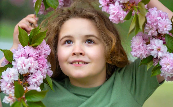 Çocuk yüzünün etrafına bahar çiçekleri. Çiçek açan bahar bahçesindeki çocuk. Çocuğun yüzü bahar çiçeklerine yakın. Bahar bahçesinde rüya gibi bir çocuk yüzü. Açık hava çocuk portresi ve çiçek açan ağaçlar. Çocuk yüz çiçeği