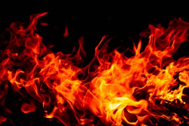 Yangın arka planı. Ateş alevi. Ateş kıvılcımları. Ateş parlama etkisi