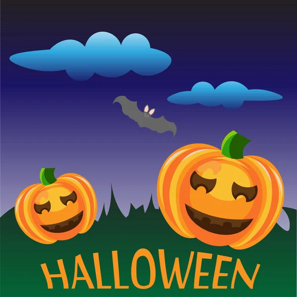 Halloween two pumpkins — Stockvector