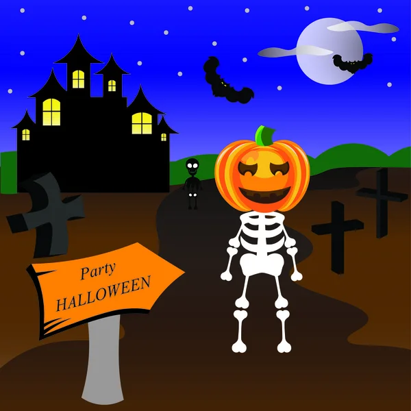Festa halloween esqueleto — Vetor de Stock