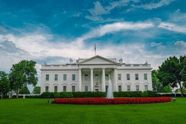 Washington 'daki Beyaz Saray. Amerikan başkanlık konutu. Federal hükümet. Amerikan başkanlarının tarihi evi. ABD sembolü. Beyaz Saray ulusal semboldür. Siyasi hükümet binası