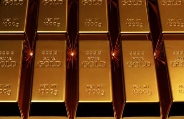 Altın külçeleri. Ticaret için altın. Altın ve bankacılık kavramları. Altın rezervi külçeleri