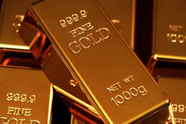 Metal rezervi için altın. Rezerv için altın metal. Altın rezervi külçeleri. Altın külçe