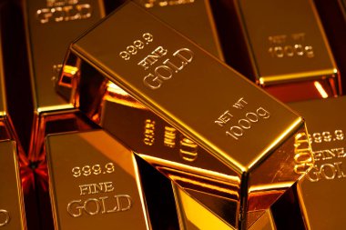 Güzel altın kavramı. Lüks altın külçeleri. Altın rezervi külçeleri. Rezerv için altın metal