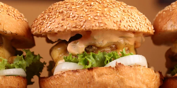 Tasty burger closeup — Stock Photo, Image