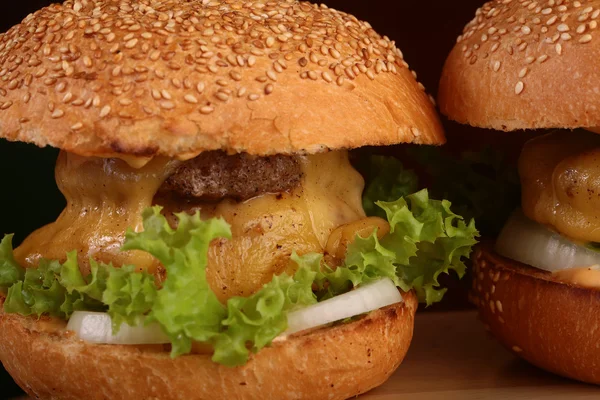 Tasty burger closeup — Stock Photo, Image