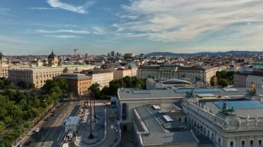 Viyana İmparatorluk Müzesi mimarisi. Viyana tarihi Maria Theresa mirası hava manzarası. Wien 'de Theresien Platz. Viyana tarihi Maria Theresa tarihi mirası. Viyana 'nın başkenti Avusturya