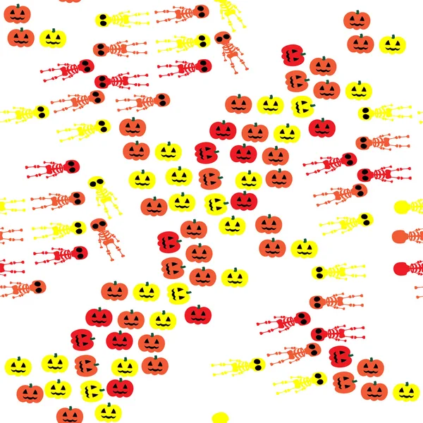Small skeletons pumpkins on white — Stockový vektor