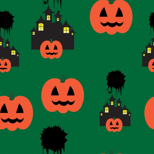 Pumpkins houses spots on green — Stockový vektor