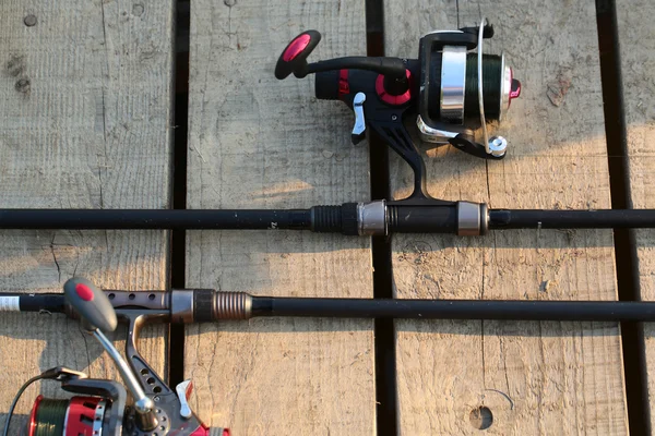 Fishing spinning rods and reels — Φωτογραφία Αρχείου