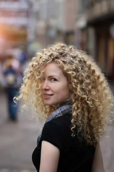 Portrait half-face of attractive lady — Stock Photo, Image