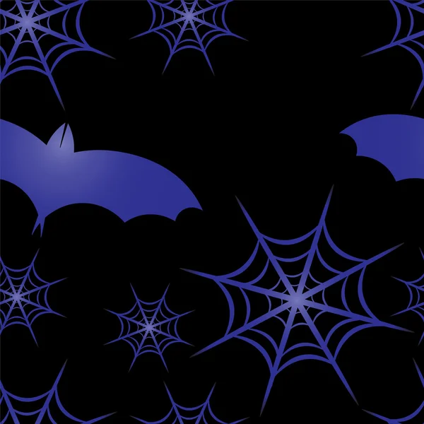 Blue bats and web — Stock Vector