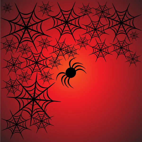 Spider web on red — Stock Vector