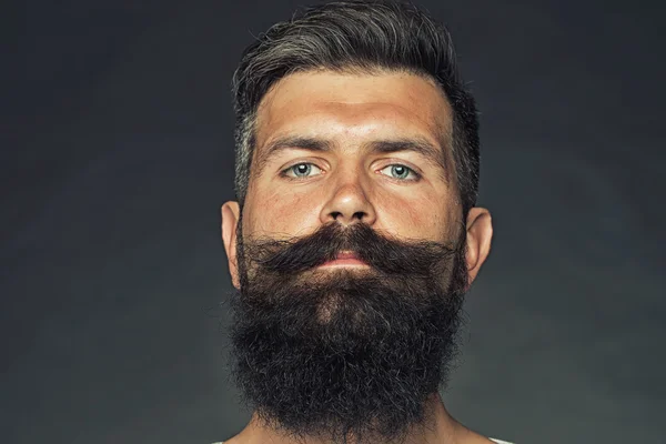 Hombre barbudo de pelo gris con bigote — Foto de Stock