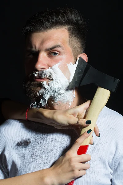 Bearded man having shaved — Stock Photo, Image